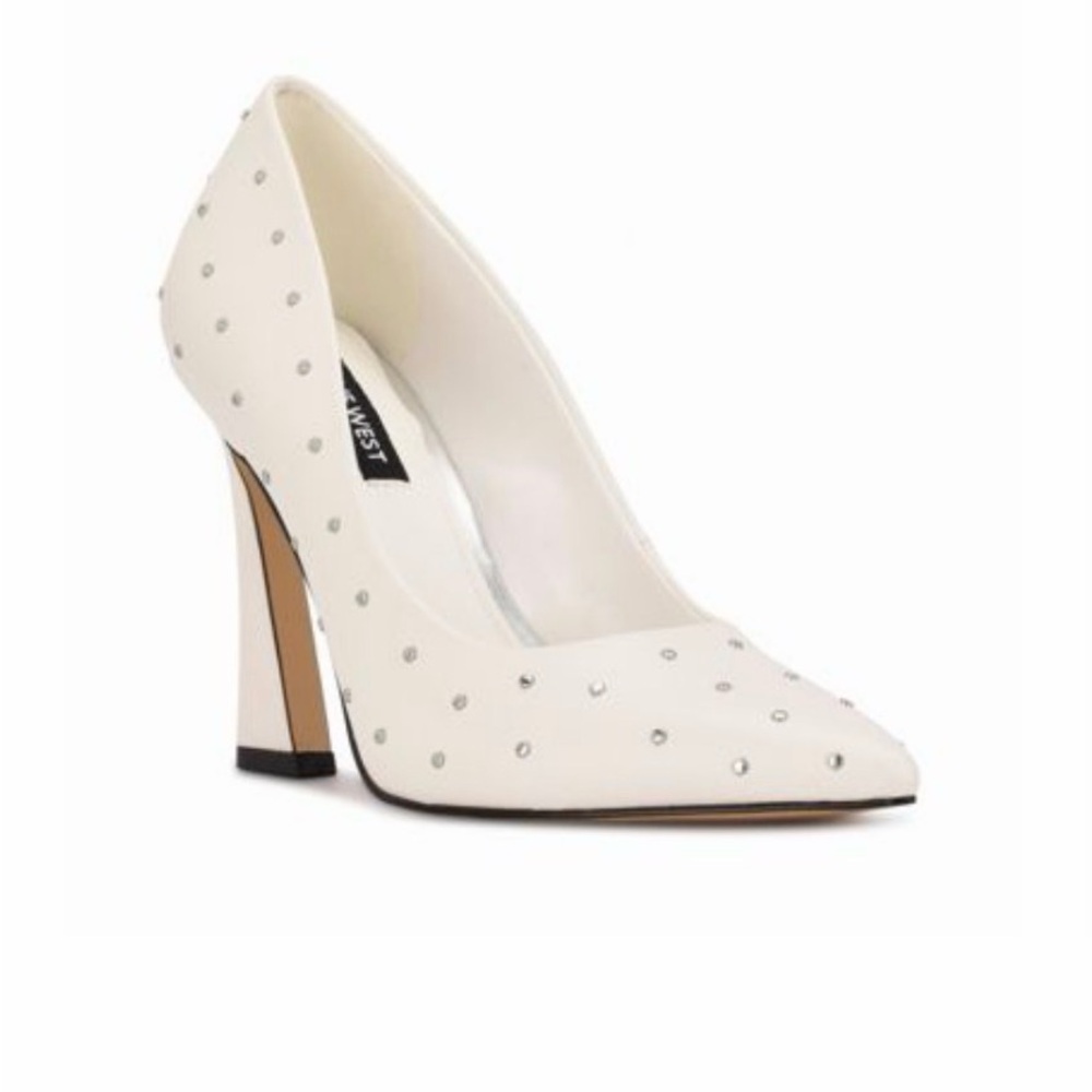 Nine West white Teney3  Pointed-Toe Studded High Heel Pump